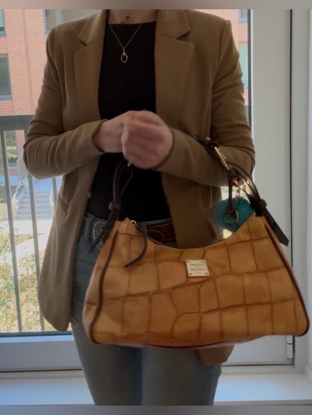 Dooney & Bourke Hard To‎ Find The Nile Collection Croc Embossed W/ Blue Duck EUC